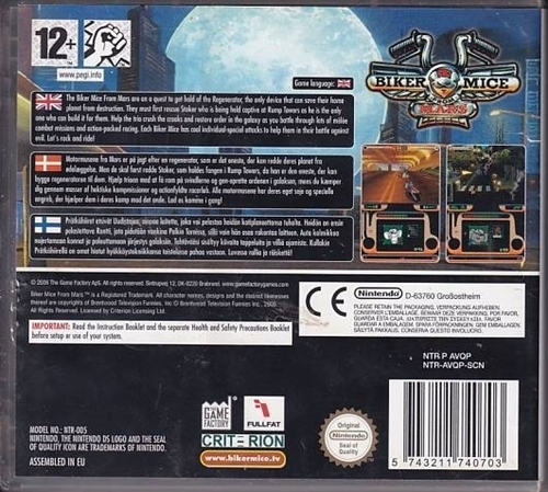 Biker Mice From Mars - Manual Mangler - Nintendo DS (B Grade) (Genbrug)